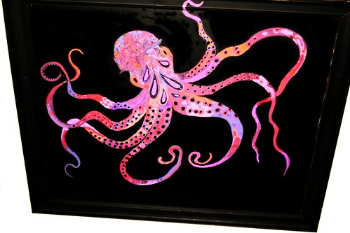 22.5 x 18 Framed Gallery Wrapped Canvas Octopus  by Rick Cheadle Art and Designs