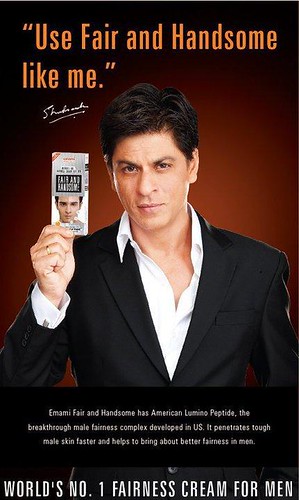 Bollywood superstar Shahrukh Khan promotoes Fair and Handsome skin lightening cream