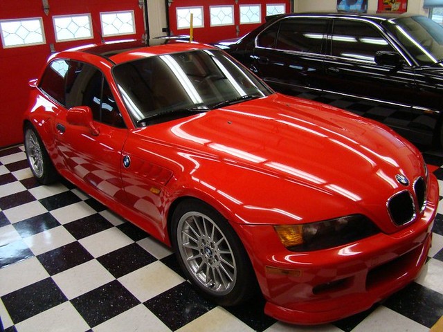 1999 Z3 Coupe | Hellrot Red | Walnut | OEM Hatch Spoiler | Rieger Tuning front spoiler