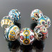 Pikalda : Handmade lampwork glass beads SRA =White Temari=