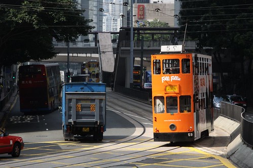 Hong Kong tram #59 catches the sun