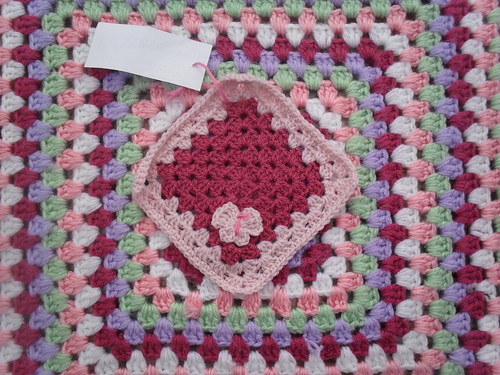 A pretty Pink Granny Square with Butterfly which I love!