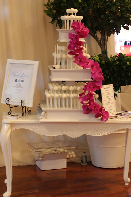 Full View of the Cake Pop Wedding Stand with Orchids
