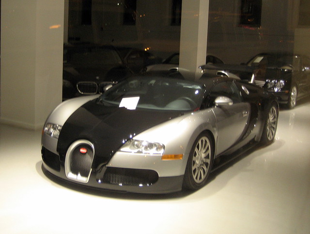Bugatti Veyron on display at Maserati of Manhattan in Tribeca