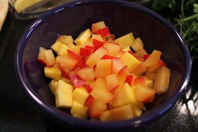 fruit salsa in the making