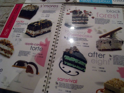menu cakes