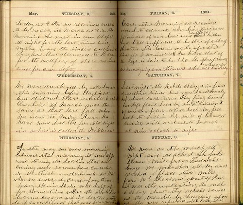 Page from journal of Union Private Jesse E. Bump, 3 May - 8 May 1864
