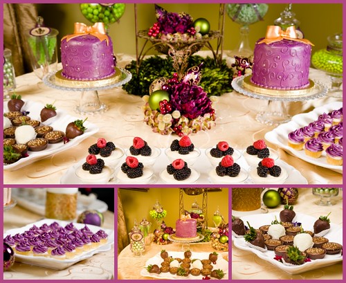Christmas in July Desert Buffet purple green and gold