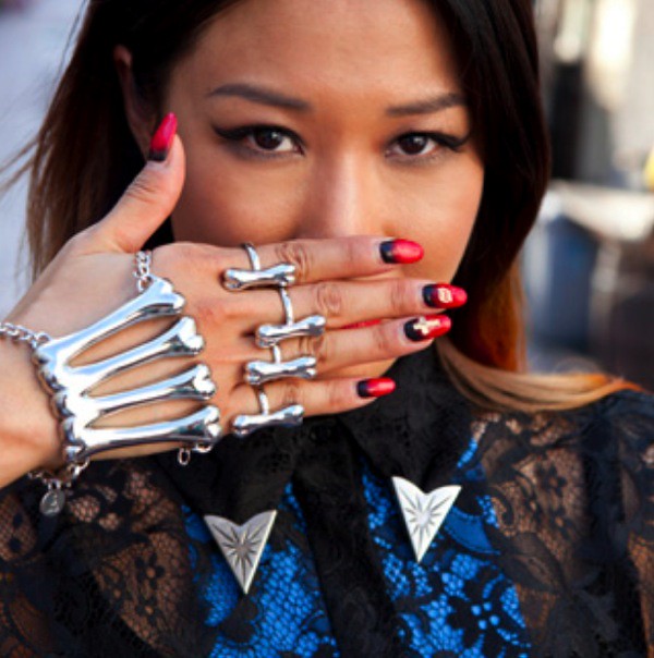 silver bone rings japanese girl