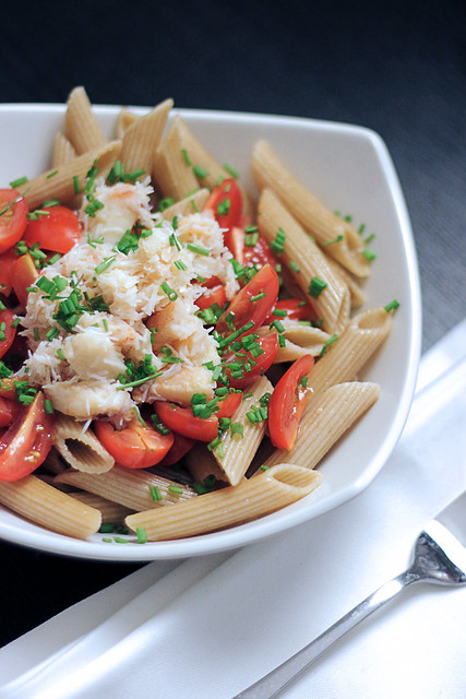Crab, Chives and Tomatoes Pasta