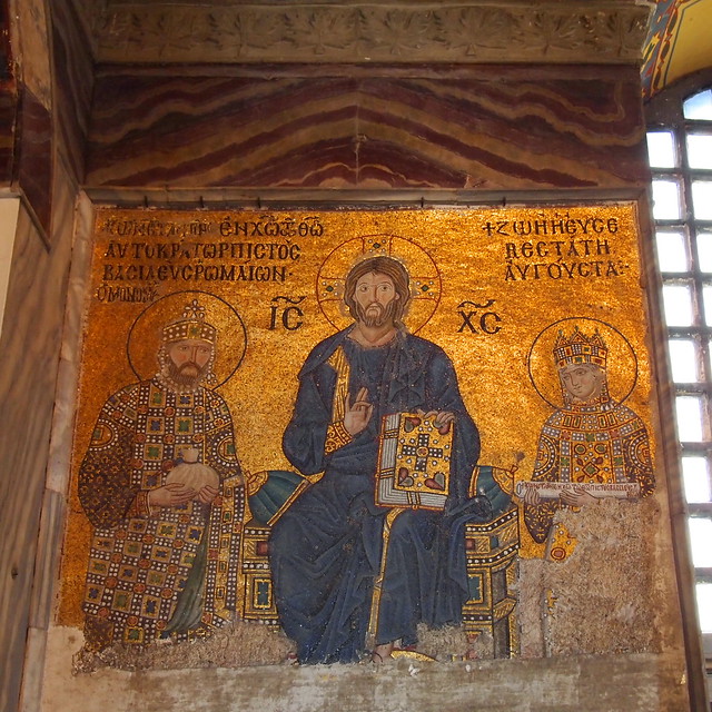 聖索菲亞教堂二樓迴廊的基督與佐伊女皇帝夫婦(Christ with Emperor Constantin IX Monomachus and Empress Zoe)