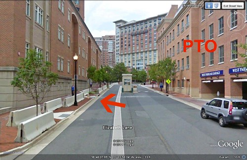 USPTO on right, federal courthouse across street on left (via Google Earth)