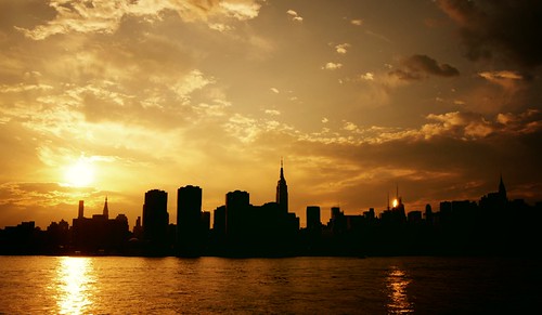 Two Suns - Sunset over the New York City Skyline