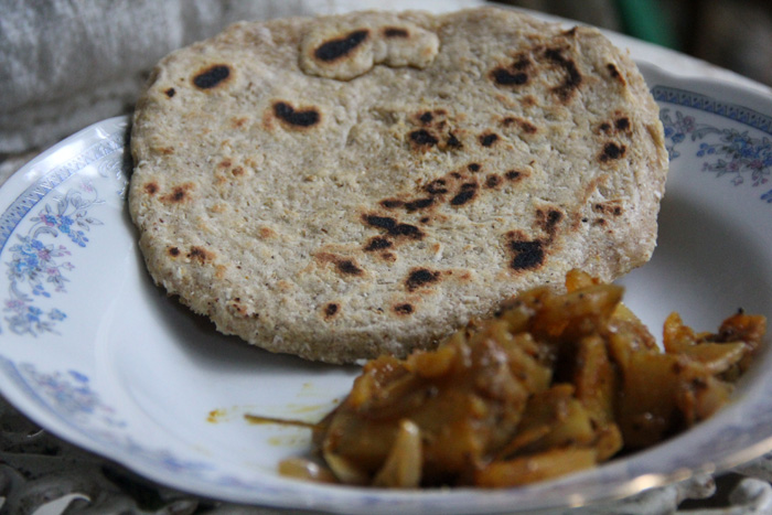 Coconut Roti and Curry - Sri Lanka