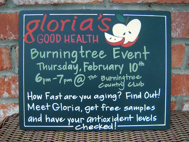 Glorias Good Health Invitation Sign