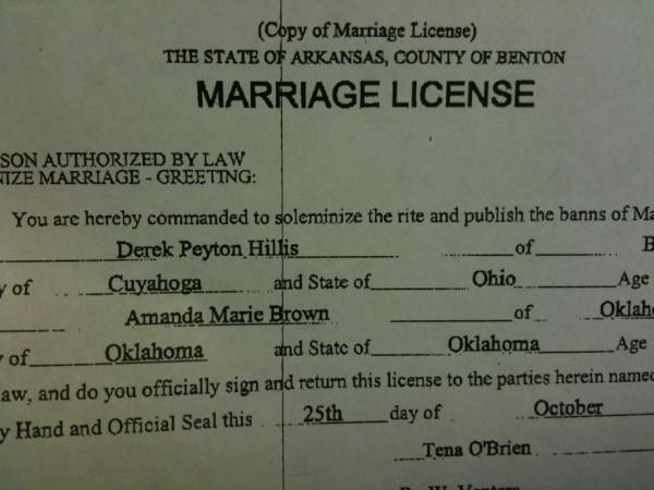 PEYTON HILLIS Marriage License