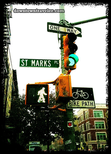 NYC Halloween Snow Storm 2011_St Marks Place street sign
