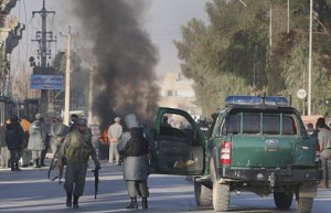 A bomb blast hit the United Nations offices in Kandahar, Afghanistan on October 31, 2011. The US-NATO war has continued for over ten years after the initial occupation. by Pan-African News Wire File Photos