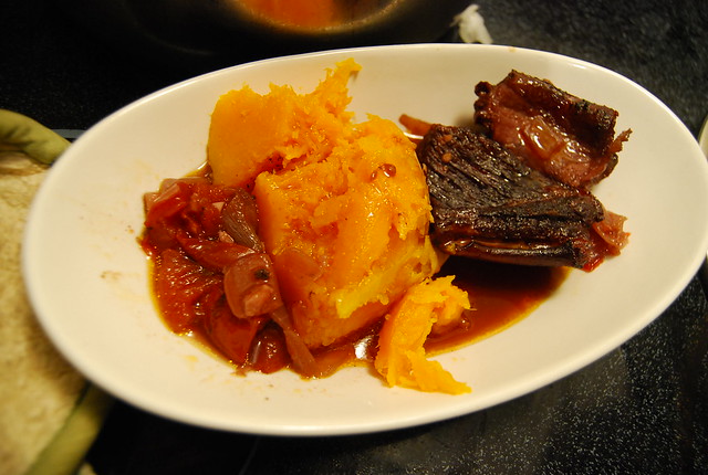 Braised short ribs with roasted squash