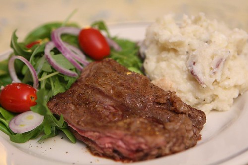 Grilled Skirt Steak with Ricotta Mashed Potatoes