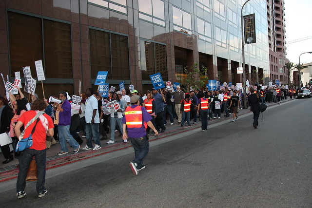 Marching through Downtown LA