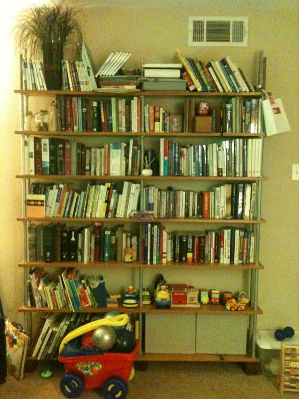 wall size bookcase full of books