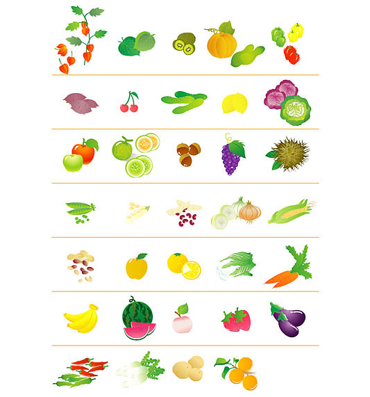 Vegetales y Fruta en Vector