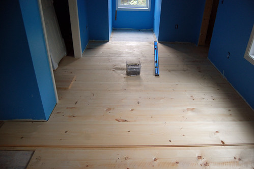 Floorboards getting installed