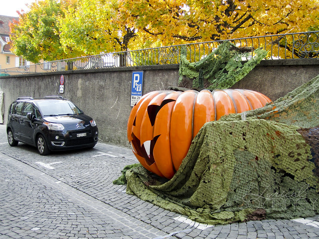 Giant Pumpkin with Car