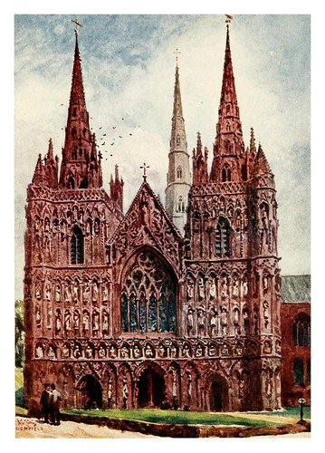 013-Lichfield fachada oeste- Cathedral cities of England 1908- William Wiehe Collins