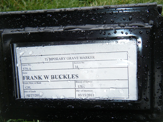 Frank Buckles TempGraveMarker
