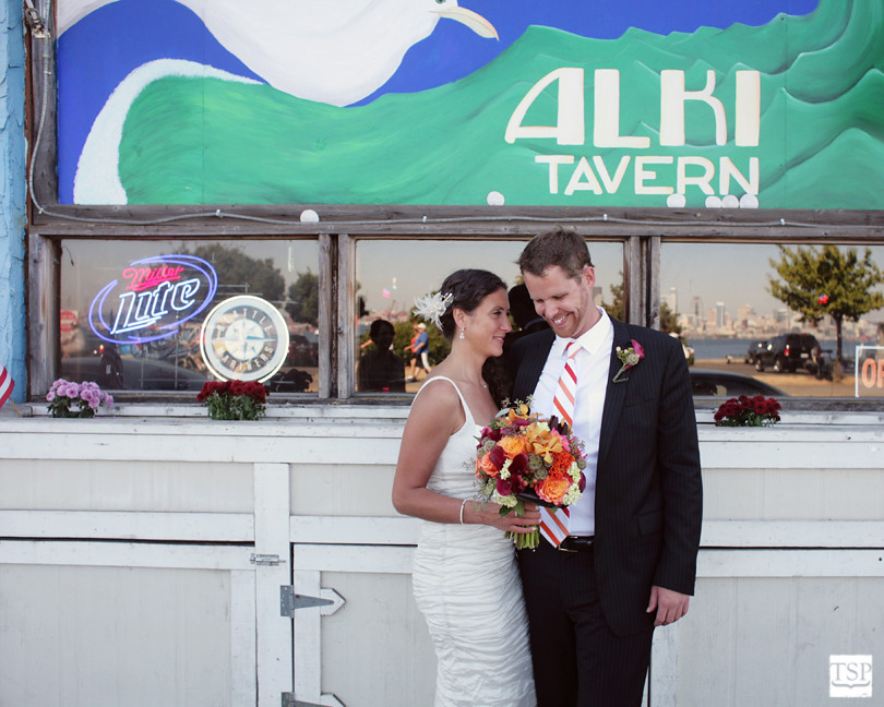 Bride and Groom at Alki Tavern