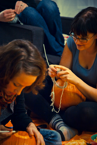 Knitting while carving