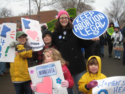 The Radical Housewife, Shannon Drury & kids at a Planned Parenthood rally