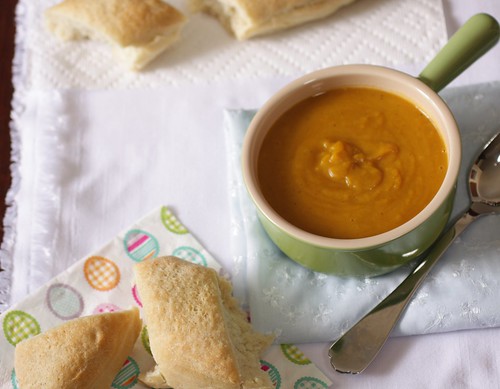curried squash soup with fresh bread
