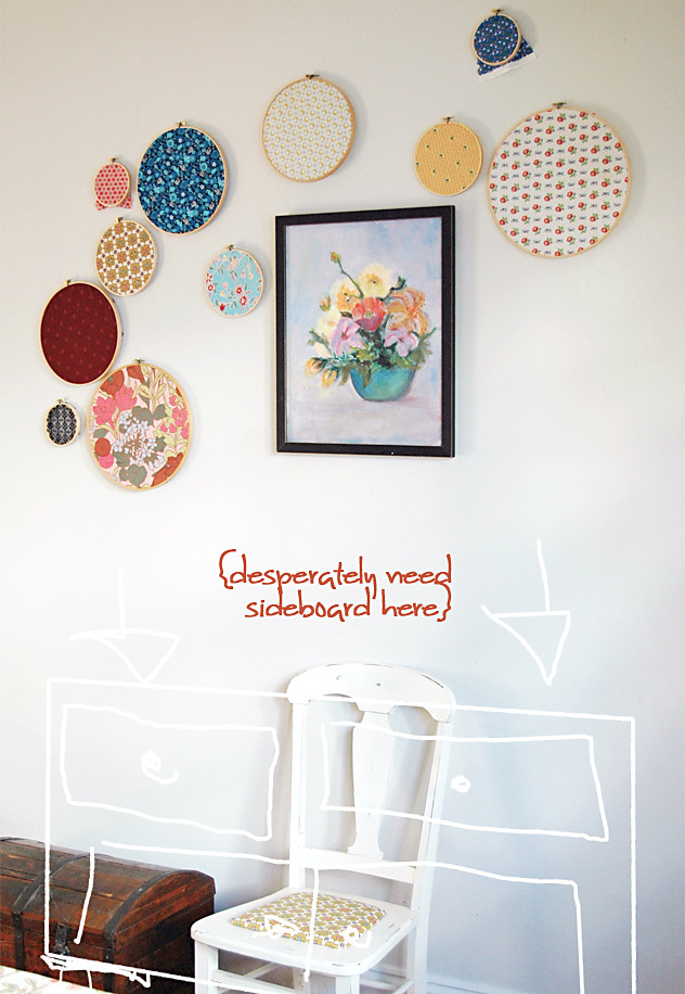 Fabric Hoop Arrangement {with painting}