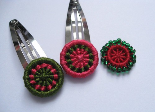 pink and green snaps version 2 and beaded button