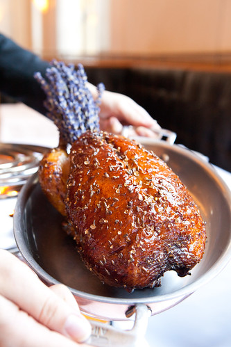 The whole roast duck with lavender honey