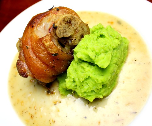 roasted pork hock with parsley mashed potatoes
