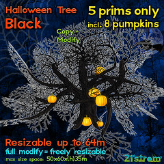 Halloween Trees with pumpkins