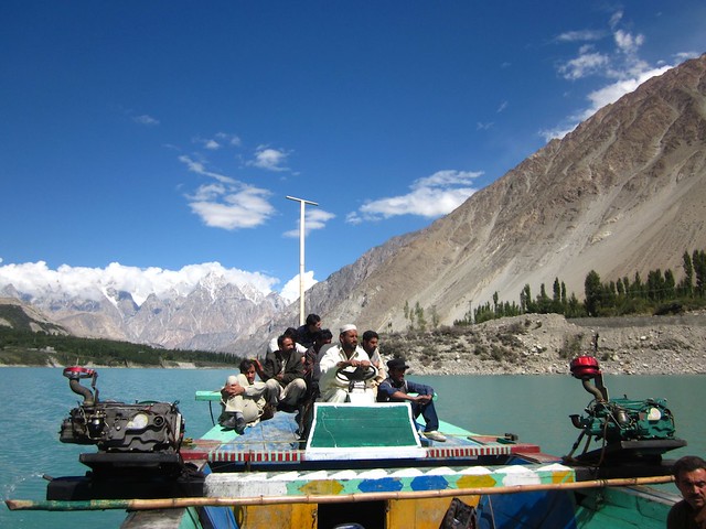 Crossing Attabad lake, Pakistan.
