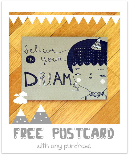Hand Drawn Postcard by Pinkrain Indie Design