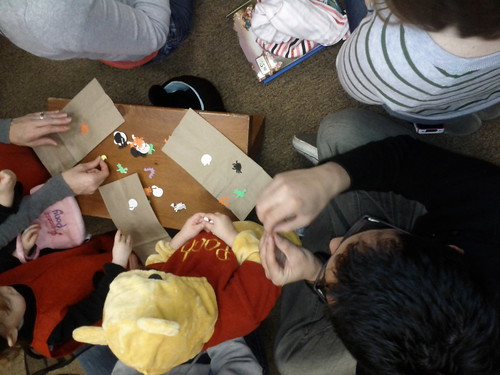Decorating Halloween Bags at Storyime