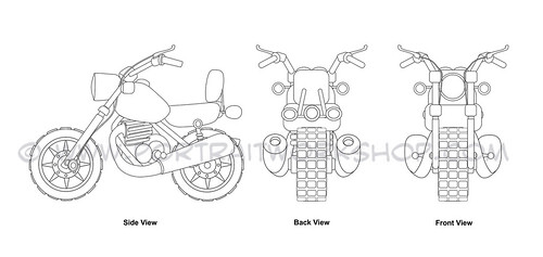 Motorbike technical drawings (watermark)