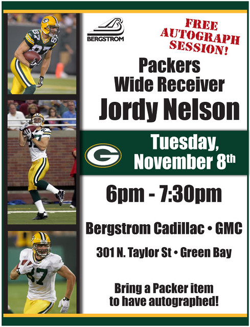 Dont miss out Packers fans! JORDY NELSON will be available the 8th of November for an in-store Autograph signing!