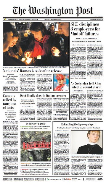 Washington Post front page, 11/12/2011