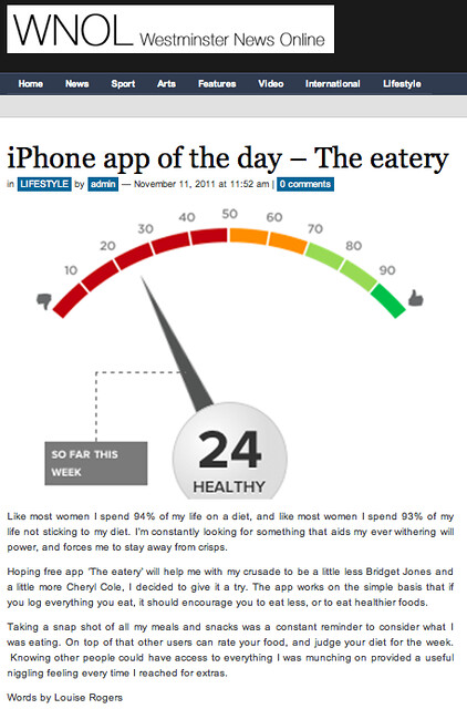 Westminister News Online: iPhone App of The Day: The Eatery (11.11.2011)