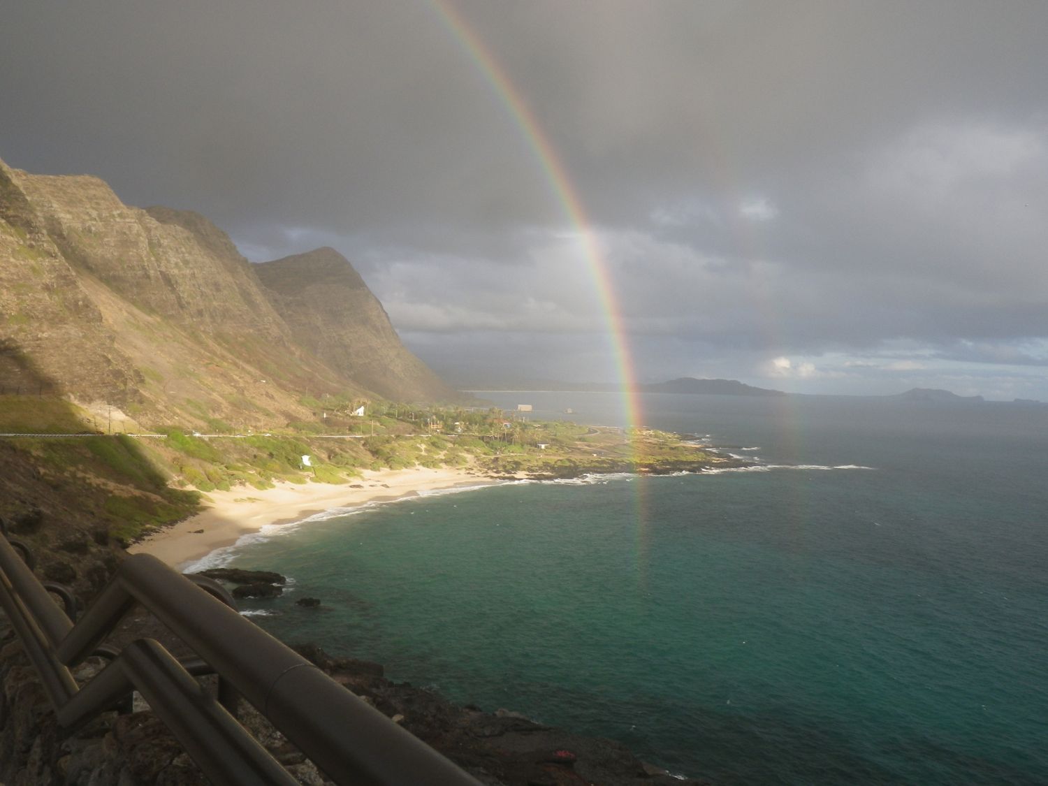 Oahu 16 : double rainbow at Makapuu
