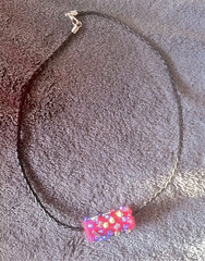 Necklace with Pink Felt Bead by randubnick