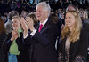 President Clinton with Hillary and Chelsea watch the concert